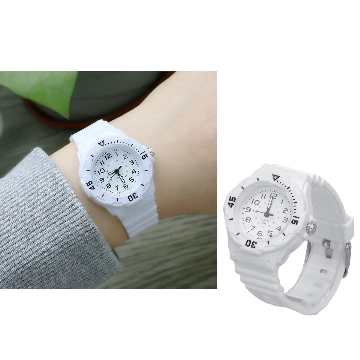 Quartz Silicone Watch White Number 10 Watches Silicone Band Wristwatch Quartz Silicon