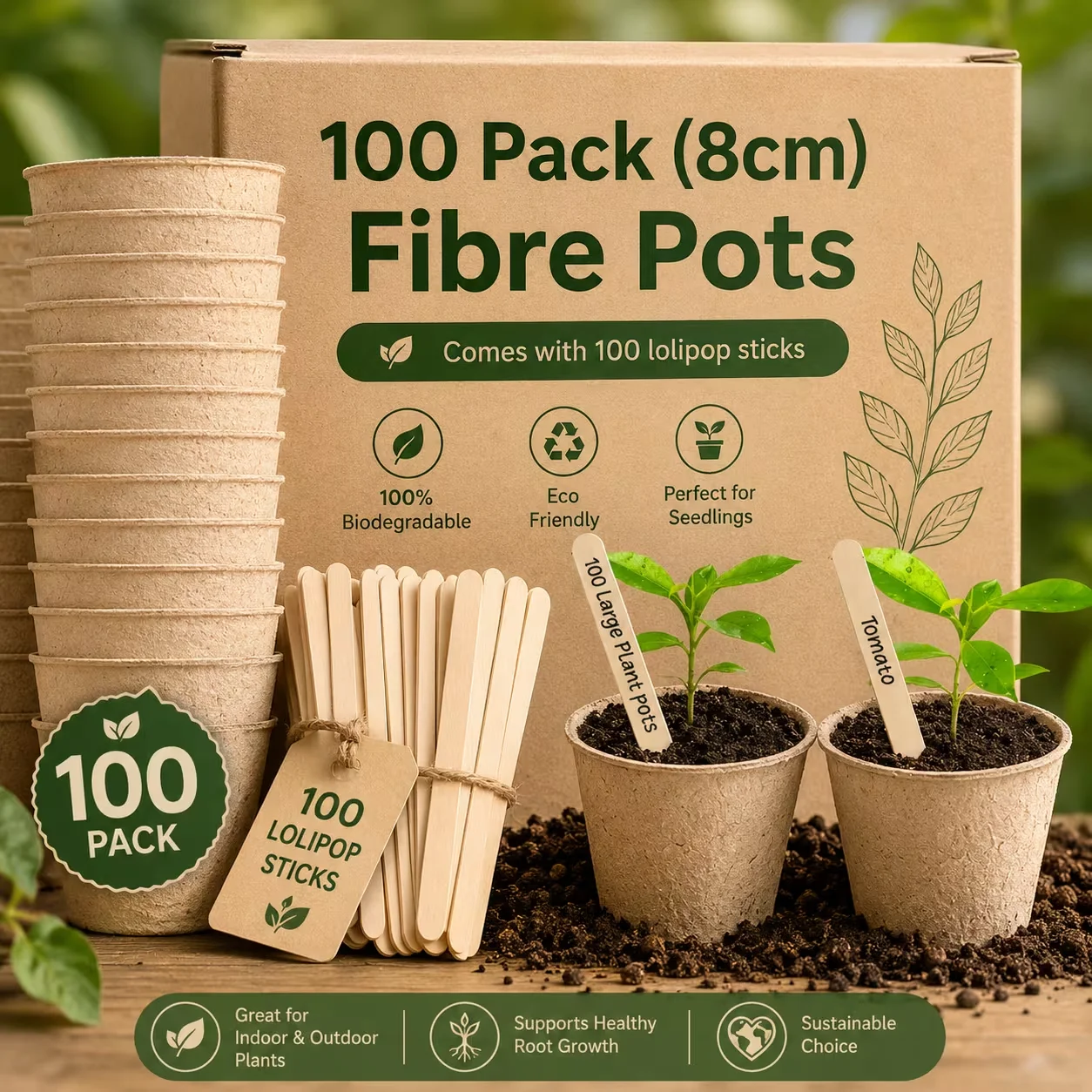 100Pcs Pulp Seedling Pot, Seed Germination Pot, Degradable Seedling Pot, Cultivation Flower Pot Garden Planting Tools