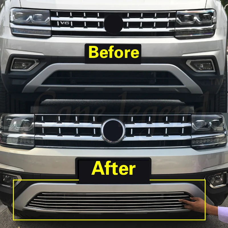 High Quality Stainless Steel Front Bottom Grille Grill Molding Cover Decoration Accessories for Volkswagen VW Teramont 2017-2020