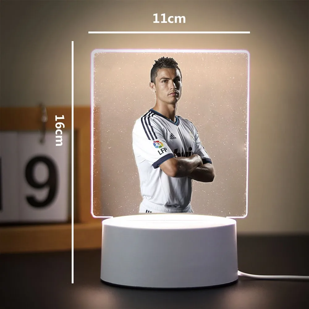 Imagem -04 - Visual Night Light para Decoração do Quarto das Crianças Jogador de Futebol Quente Presente de Aniversário Meninos Meninas pc 3d