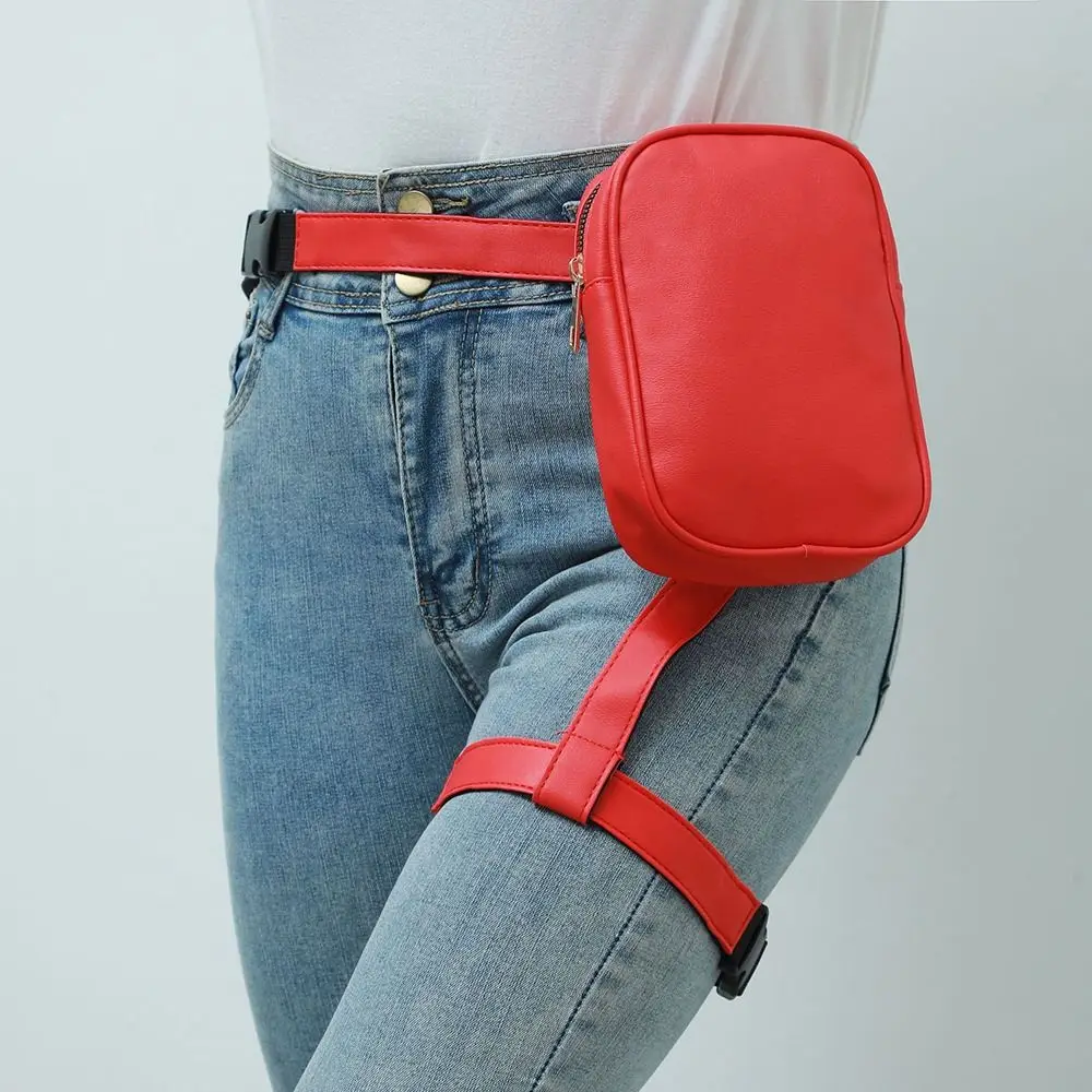 

New Large Capacity Waist Leg Belt Bag PU Leather Waterproof Waist Pouch Bag Hip Hop Motorcycle Bag Women