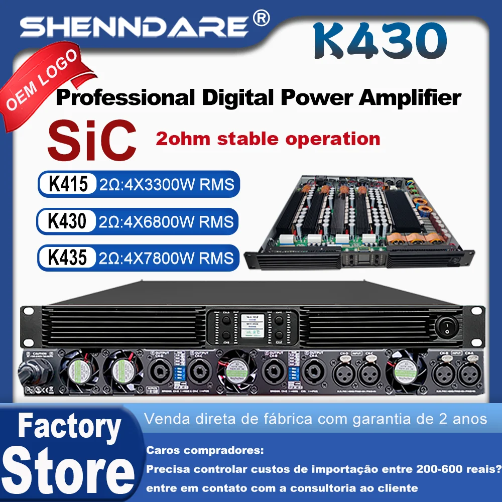 ShennDare-Amplificador de potência profissional, 4x2800W, 4 canais, subwoofer 1U, classe D, coluna Line Array, coluna pré-amplificador