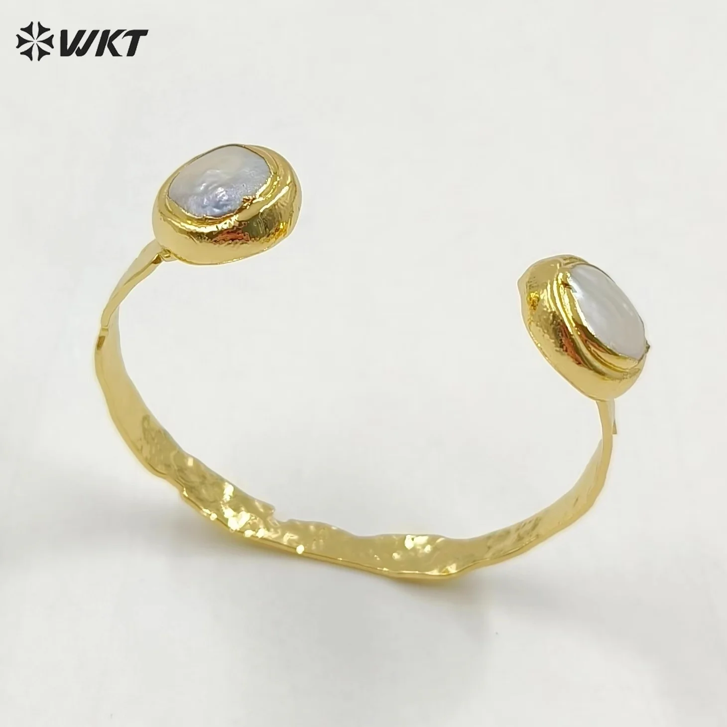 MPB020 Oval Freshwater Pearl In Gold Eletroplated Cuff Bangle For Women Gift Pearl Bangle Charming Women Bangle