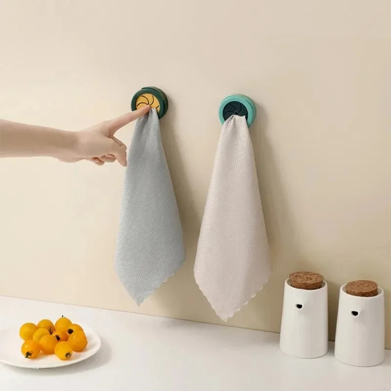 Creative Nail-Free Towel Holder Sucker Wall Rack Washing Cloth Storage Hanger Hand Towel Dish Towel Rack Kitchen Bathroom Tools