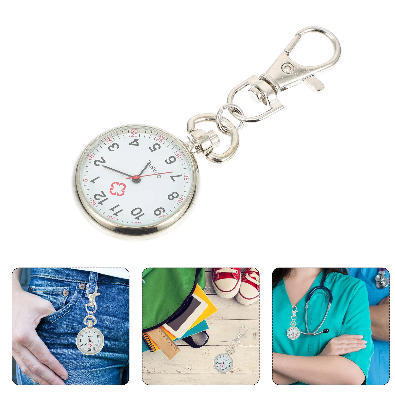 

Nurse Fob Watch Stainless Steel Nurses Watches for Women Girls Silver Nursing School Durable Portable Pocket Watch for Elderly
