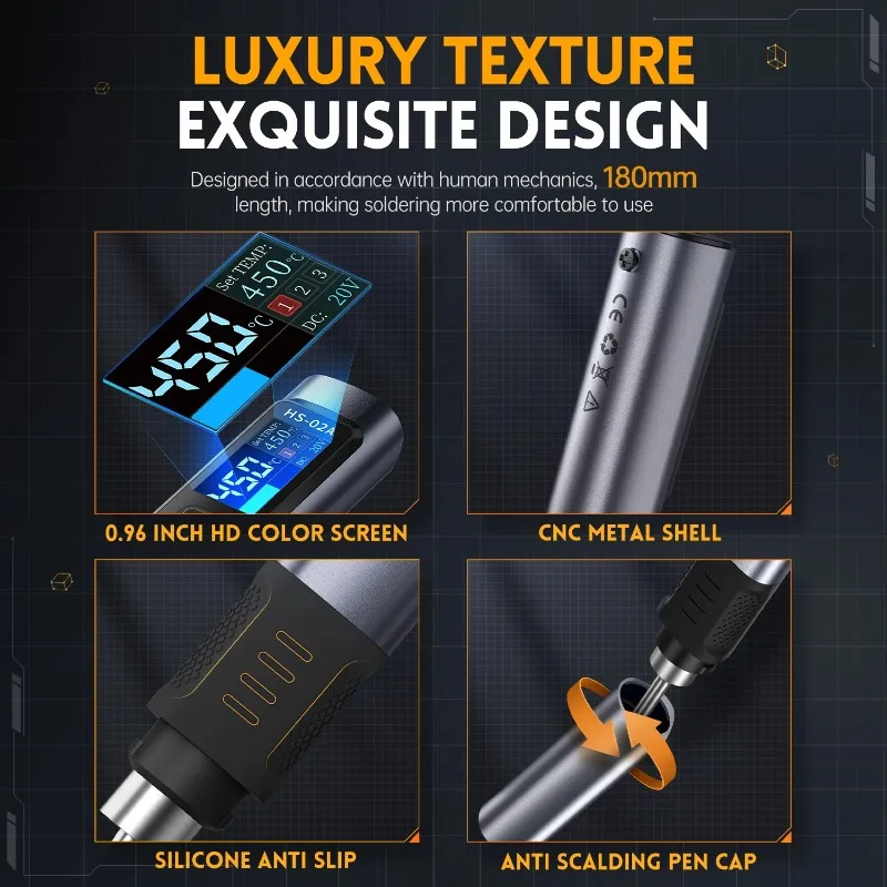 HS-02/HS-02A 100W Portable Smart Soldering Iron Temperature Controlled Soldering Station Pen for Home Electronics Repair Welding