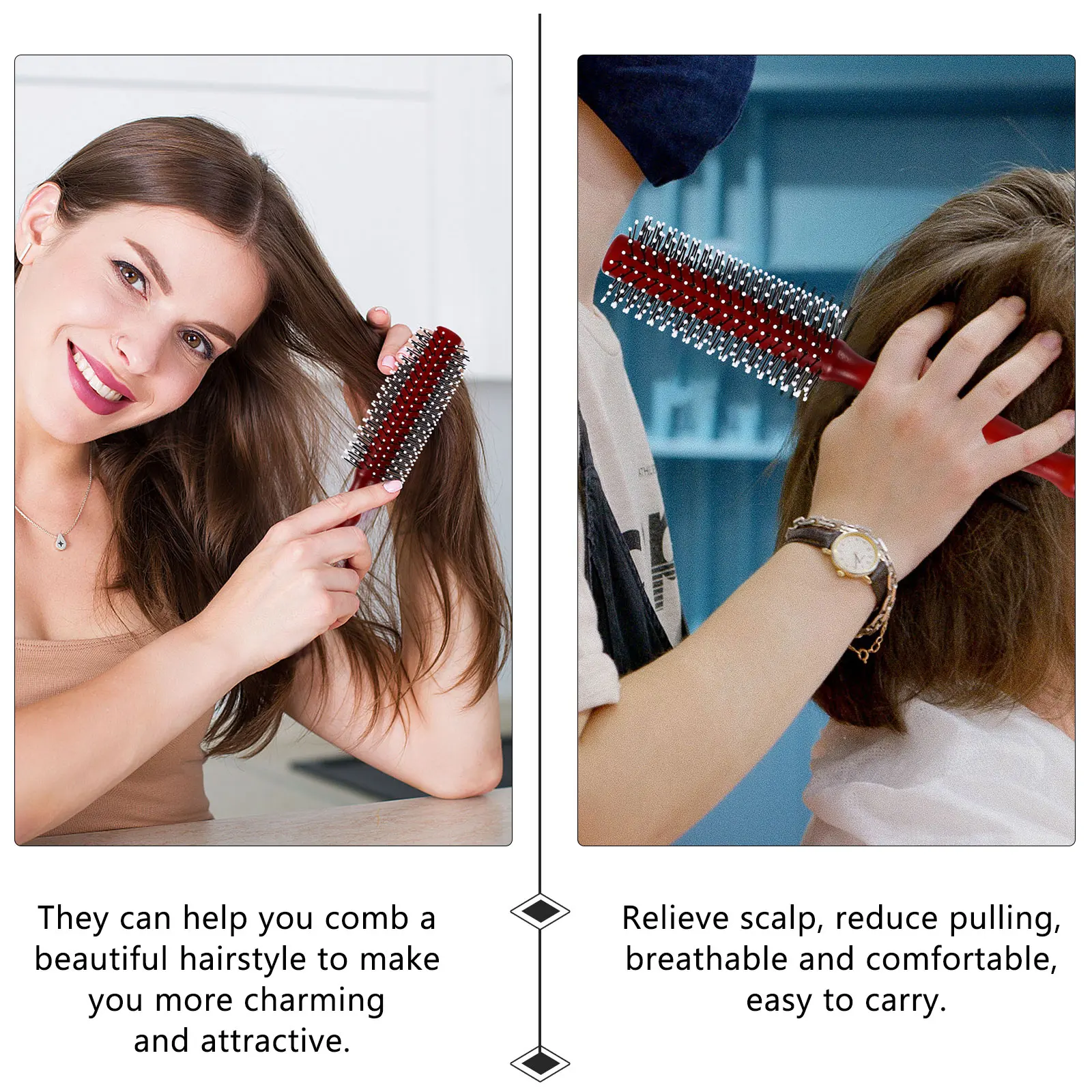 

1 шт., расческа для укладки волос, небьющаяся, легкая, удобная для переноски, аксессуар для ухода за волосами, деревянная круглая щетка для волос, расческа для укладки волос