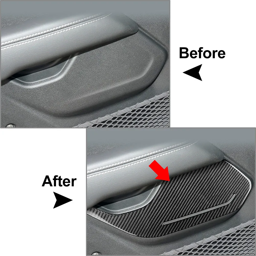 4Pcs/Set Car Interior Door Panel Cover Trim Decoration Sticker Carbon Fiber Black/Red For Jeep Wrangler JL Gladiator JT