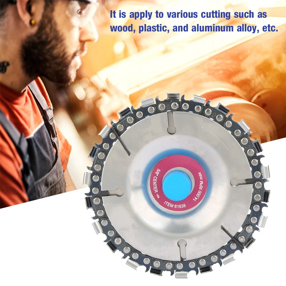 Disco de serra de corrente de moagem de ângulo 4 polegadas/5 polegadas corrente de moedor de ângulo vermelho/placa de 22 dentes rebolo escultura em madeira disco de serra