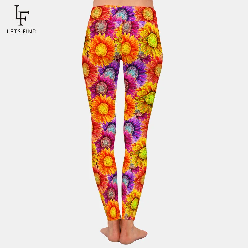 LETSFIND 2020 New 3D Watercolor Flower Digital Printing Workout Leggings High Waist Fitness Stretch Leggings