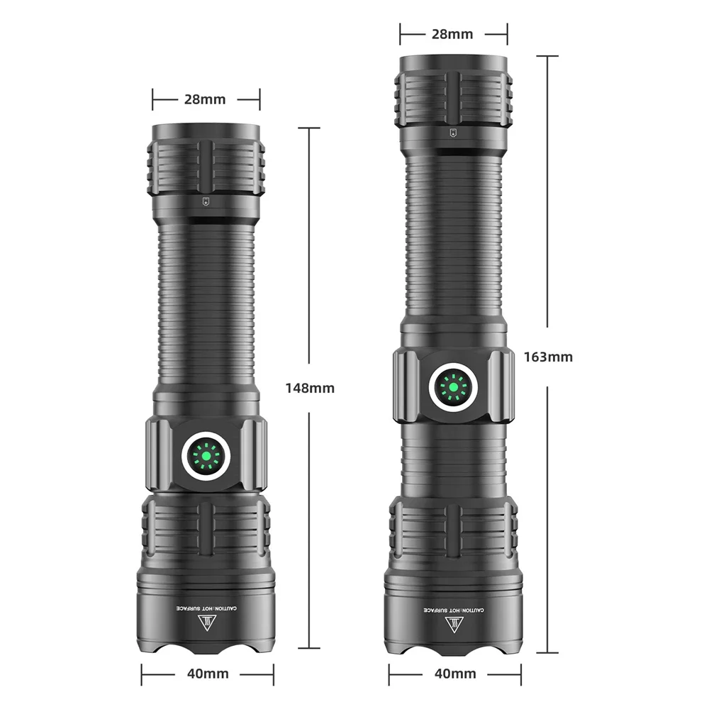 Linterna LED táctica de explorador nocturno, juego de luces de caza de tiro largo, potente tipo C recargable, antorcha impermeable para exteriores