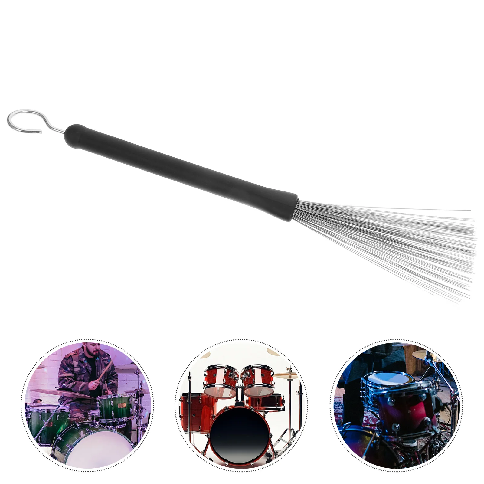 

Stainless Steel Drum Stick Drumming Brush Wire Jazz Clamp for Drummers Drum& Percussion Retractable Brushes