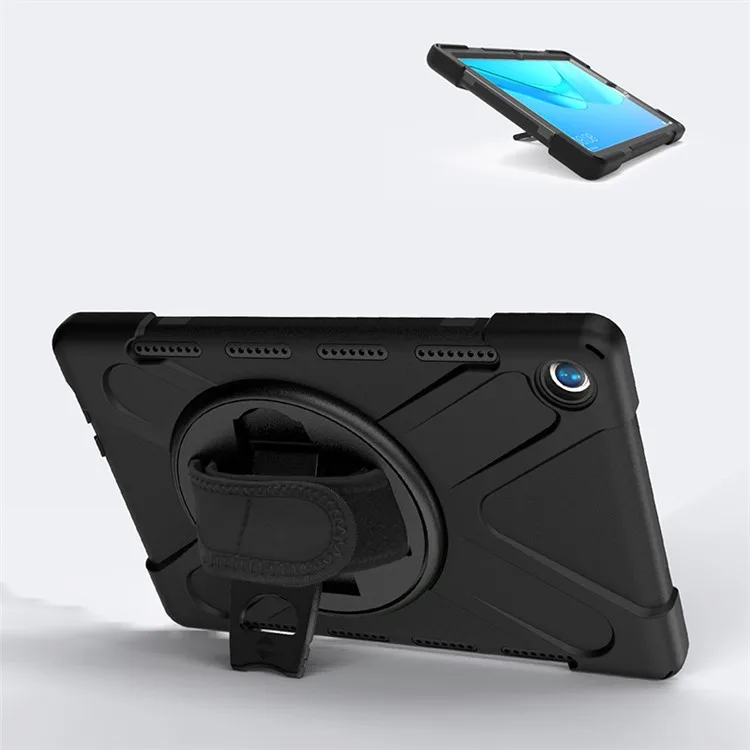 

360 Degree Swivel Kickstand PC + Silicone Combo Case with Hand Holder Strap and Pen Slot for Huawei MediaPad M5 10 (10.8")