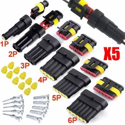 5Sets 1/2/3/4/5/6 pins Way AMP Super seal Waterproof Electrical Wire Connector Plug for car waterproof connector