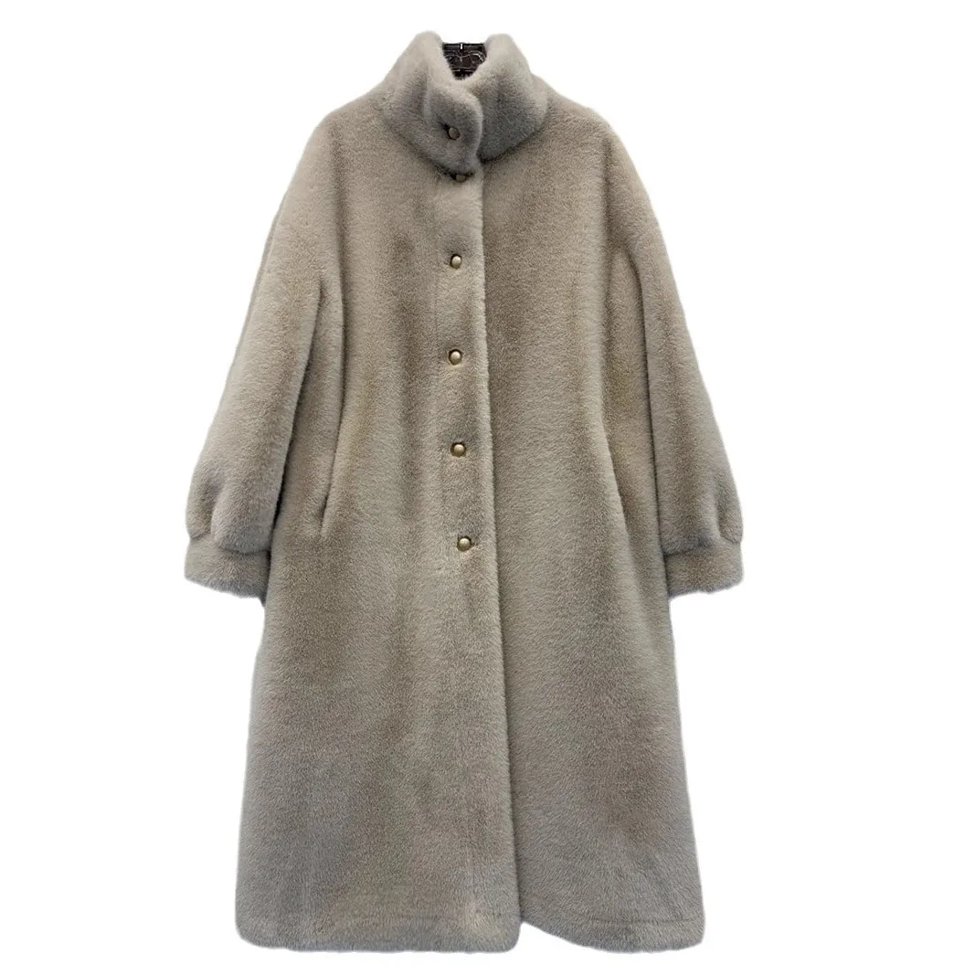 Cappotto monopezzo in pelliccia e pelliccia per donna Autunno e inverno Nuova moda allungata versatile spessa e calda