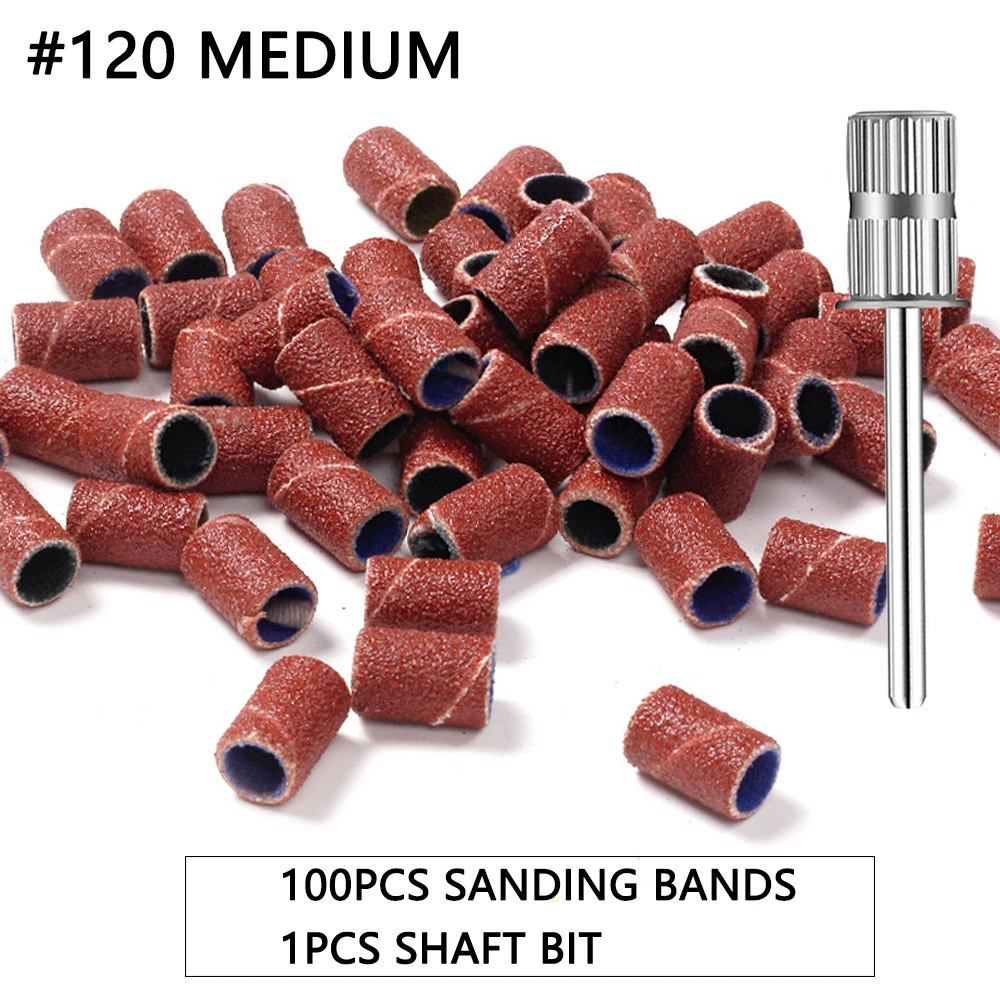 100 stks/50 stks Schuurkap Bands Voor Elektrische Manicure Machine 180 # /120 # /80 #   Grit nagelboor slijpbit vijlen pedicure gereedschapsset
