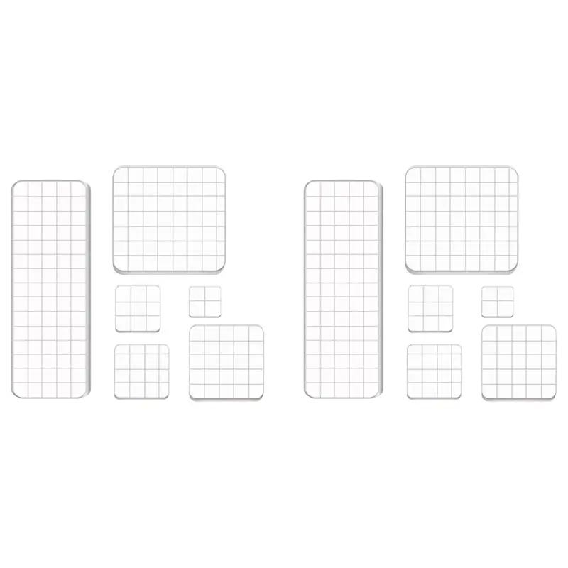 Limited Stock-FF 12 Pieces Stamp Blocks Acrylic Clear Stamping Blocks Tools With Grid Lines For Scrapbooking Crafts Making
