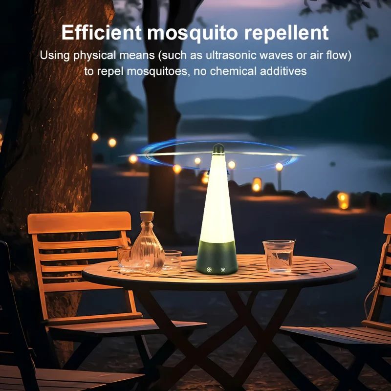 

Fly Repellent Fan with LED Light USB Rechargeable Outdoor Fly Fan Battery Powered Pest Control Fan for BBQ Picnic Parties