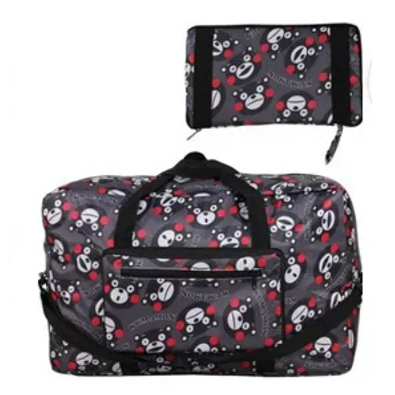 

New Cute Anime Kumamon Children Boys Big Waterproof Nylon Fold Travel Bags Luggage Kids Messenger Bag Duffle Bags For Women