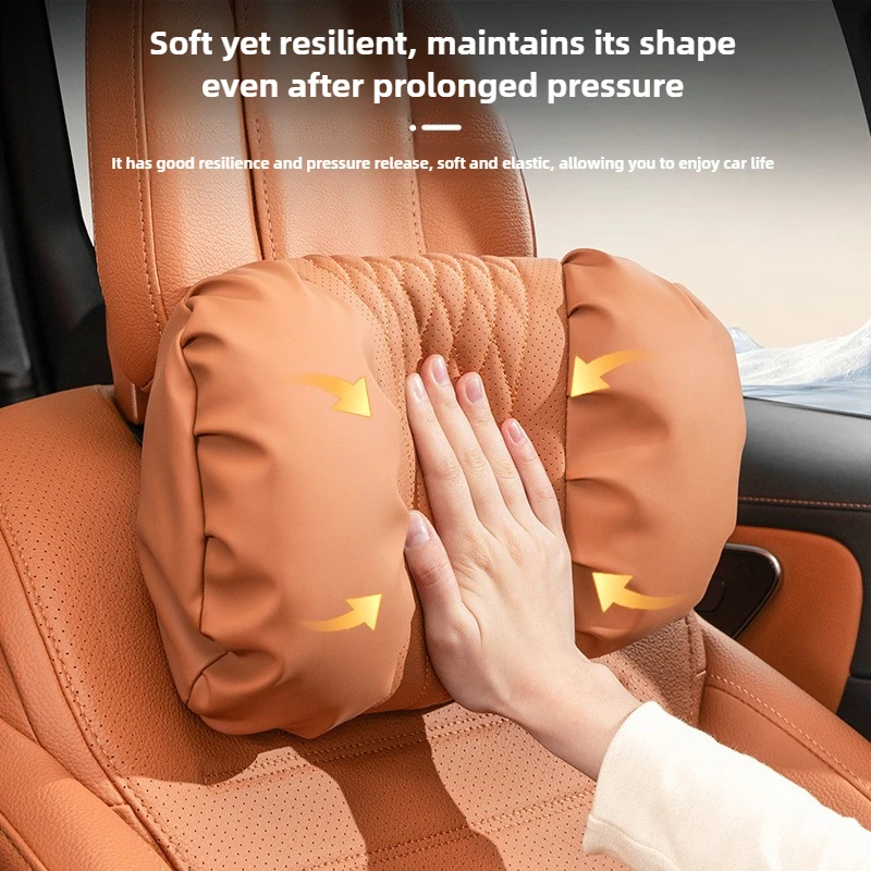 

Summer Car Headrest Lumbar Nappa Leather Support Pillow Set Soft Comfortable Breathable Car Neck Pillows Car Seat Accessories
