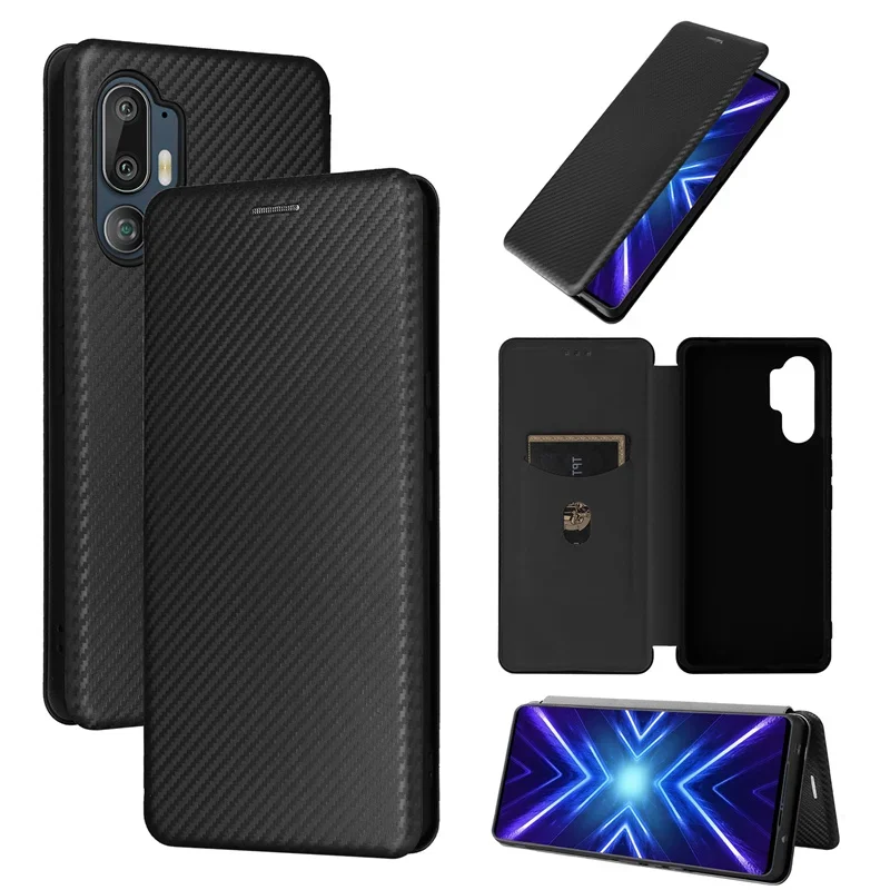 

For HTC U24 Pro Cover Luxury Carbon Fiber Anti-fall Skin Magnetic Adsorption Case For HTC U24 Pro Phone Bags