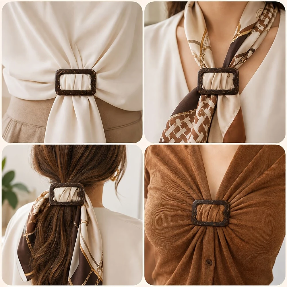 2PCS Square Silk Scarf Buckle T-shirt Shawl Belt Buckle Buttons for Trench Coat Sewing Clothing Wrap Decoration Accessories