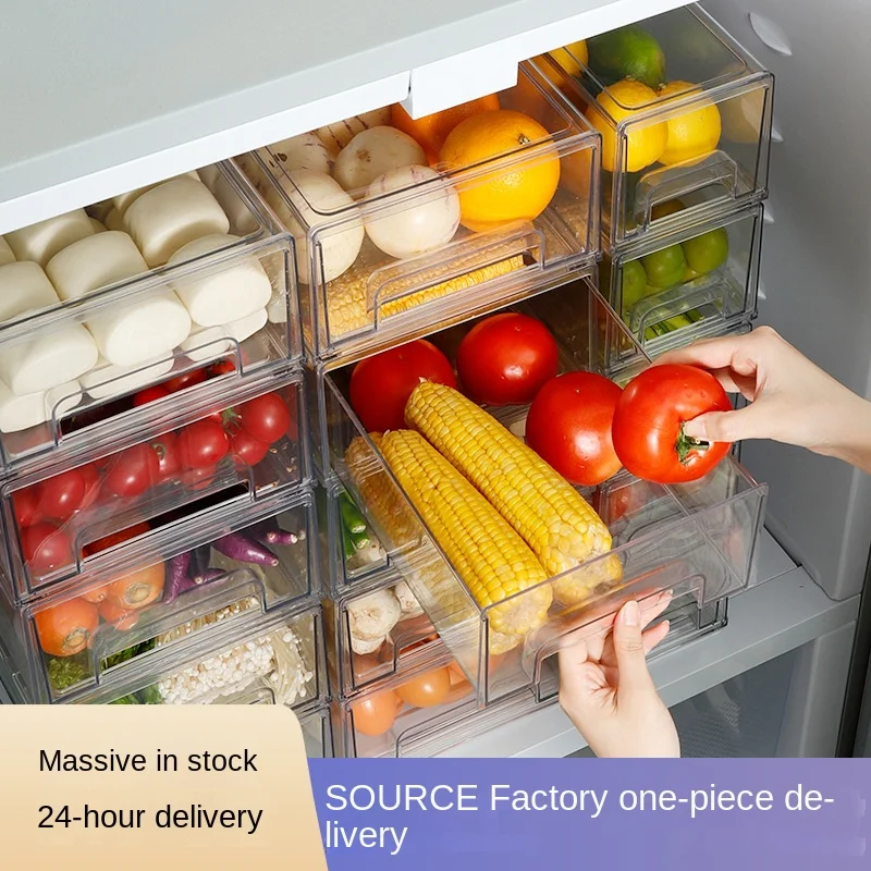 

Refrigerator Storage Box Kitchen Food Drawer Storage Food Grade Food Freezer Organizer Box Drawer Type