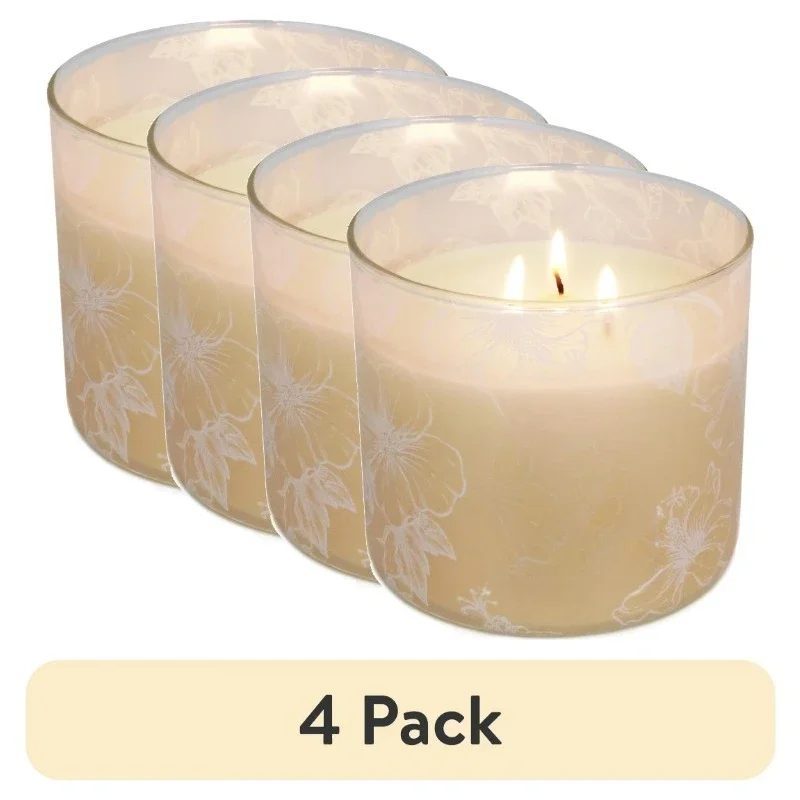

Tool-(4 pack) new 3-Wick Ombre Wrap Bright Hibiscus Scented Candle, 14 oz