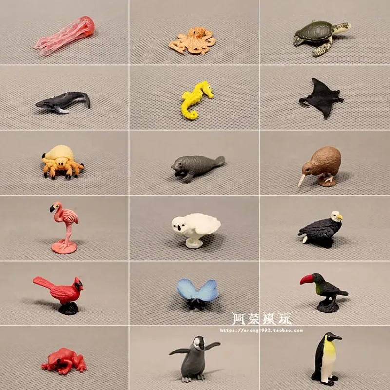Figuras de animales pequeños de simulación, lindo rana, pulpo, mariposa, pájaro, insecto, modelo en miniatura, decoraciones, juguetes coleccionables