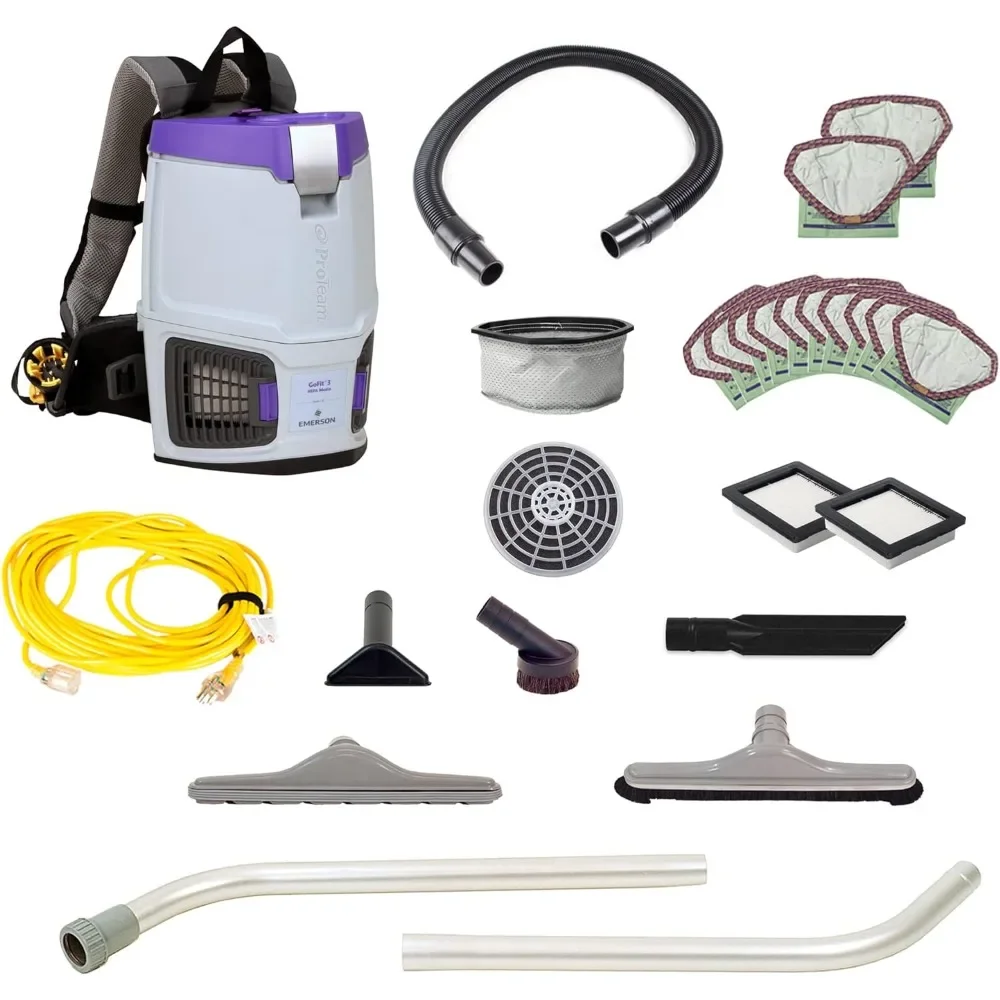 3 Commercial Backpack Vacuum with Restaurant Tool Kit, 3 qt, Corded Janitorial & Sanitation Supplies& Floor Cleaning Machines