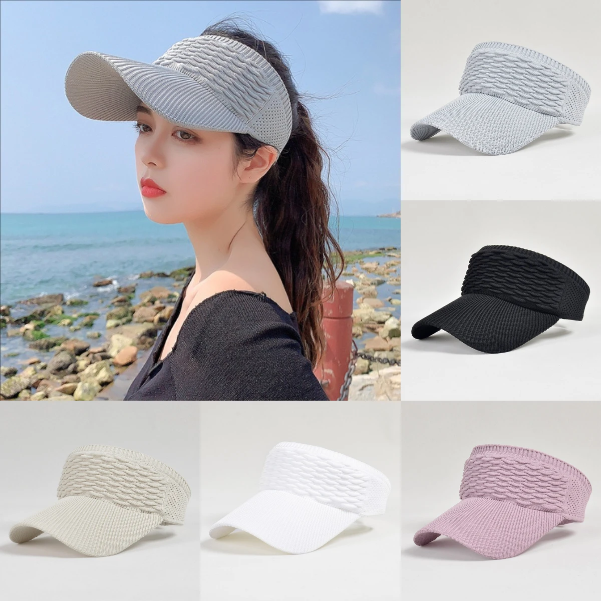 Knitted Hollow Top Empty Top Hat Clear Texture Styles Comfortable and Breathable No Top Duckbill Hat Fashionable Versatile