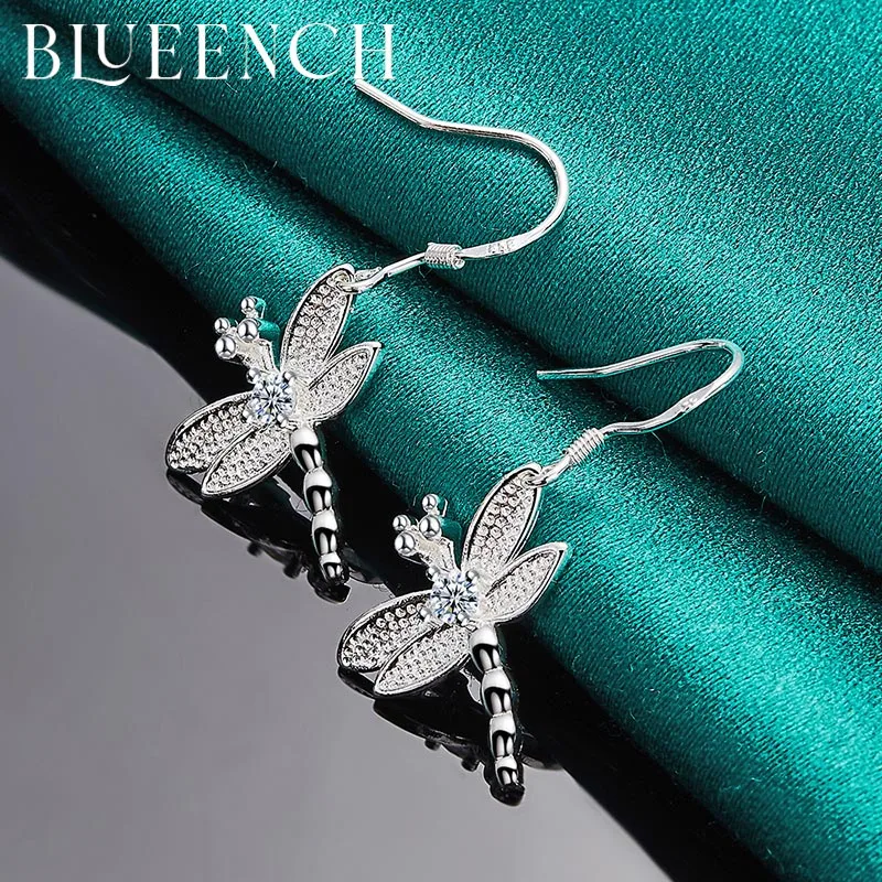 

Blueench 925 Sterling Silver Dragonfly Earrings Are Suitable For Ladies To Propose Wedding Party Fashionable Charm Jewelry