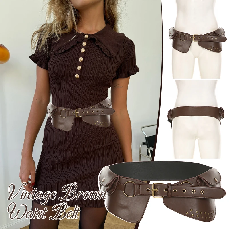 

Ретро американский панк-стиль из искусственной кожи в стиле пэчворк с заклепками, женский ремень с уникальным дизайном, жилет, юбка, ремень