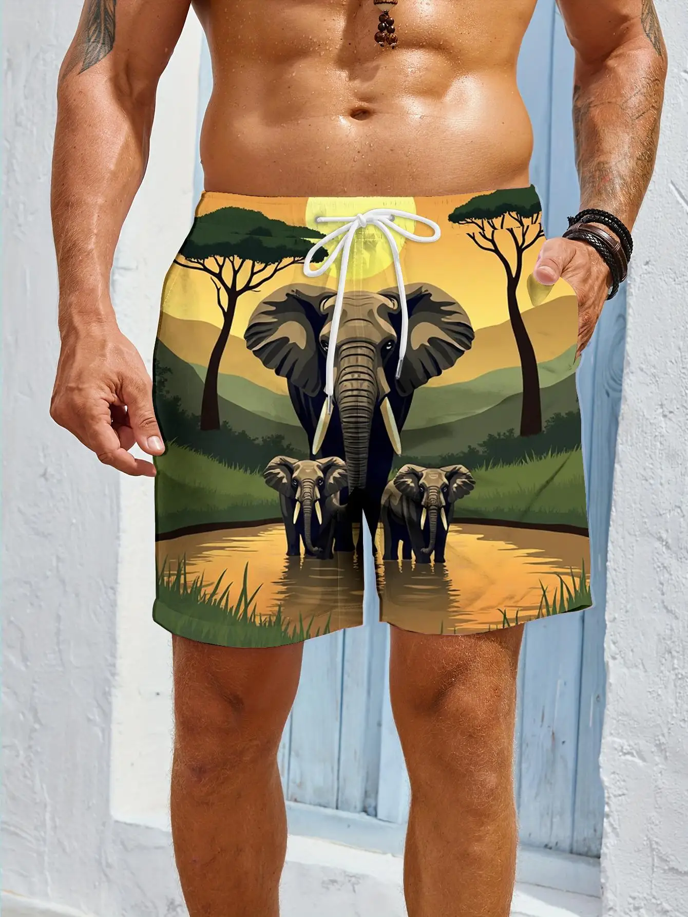 

1pcs Men's Short swim trunks2026 Summer 3D Printed Short sleeve Polyester Quick drying y2k clothes running Breathable