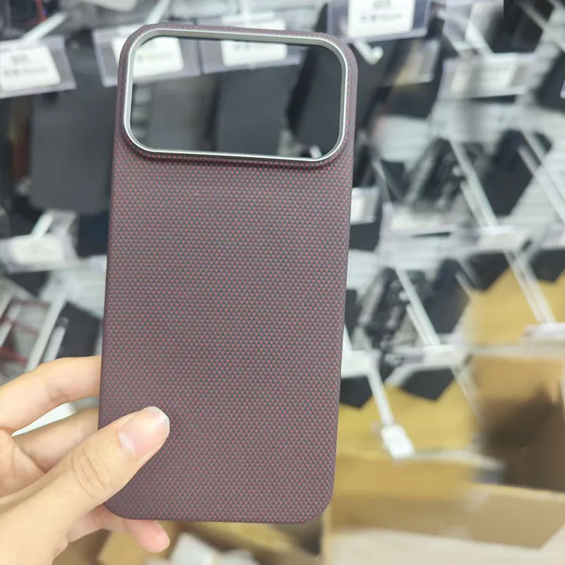 

Чехол для телефона с полотняным переплетением для Apple 17 Pro Max 17, магнитный пескоструйный жесткий арамидный углеродное волокно, кевлар