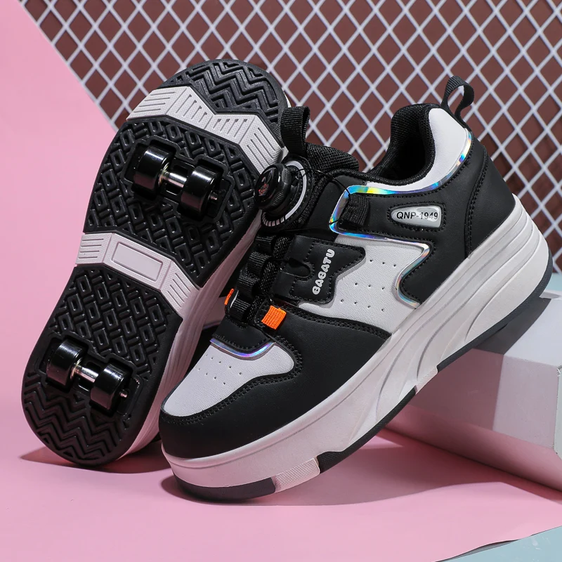 Youth Roller Shoes Parkour Casual Fashion Outdoor Urban Kids Gift With 4 Wheels Deformation Sneakers Pulleys Running Skate Shoes