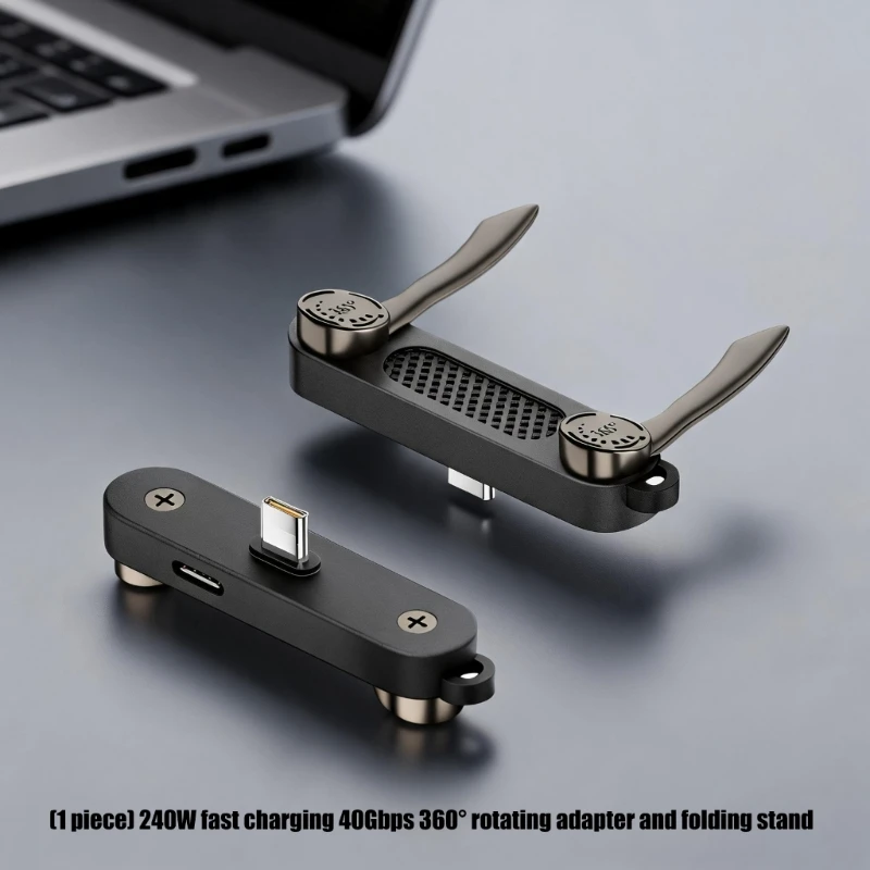 Type C Adapter with Foldable Stand for Convenient Charging and Viewing 83CF