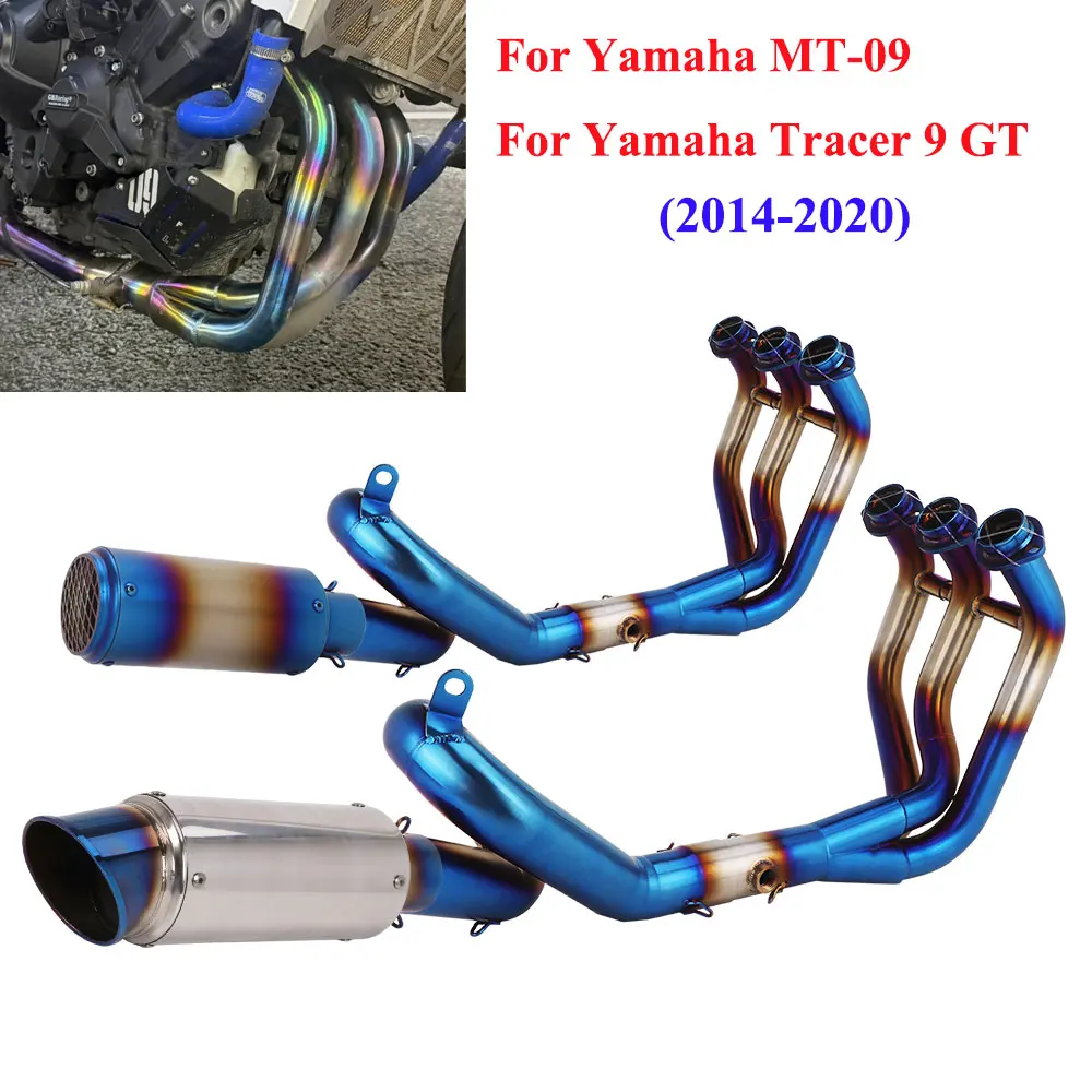 Full System For Yamaha MT09 XSR900 FJ09 FZ09 2014-2020 Motorcycle Exhaust Slip On Front Link Pipe Escape MT09 Exhaust Blue