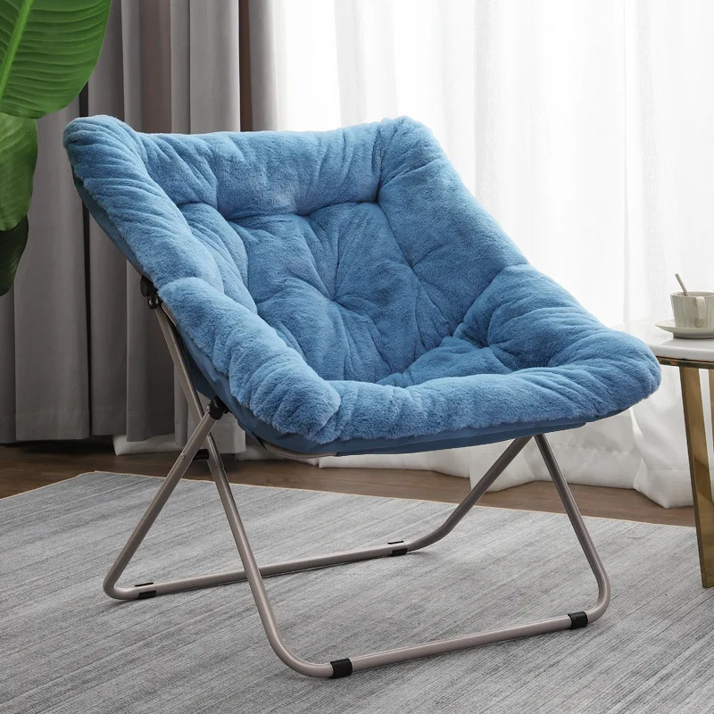 Lightweight Padded Modern Velvet Living Room Steel Square Saucer Folding Reclining Moon Chair For Hotel Use