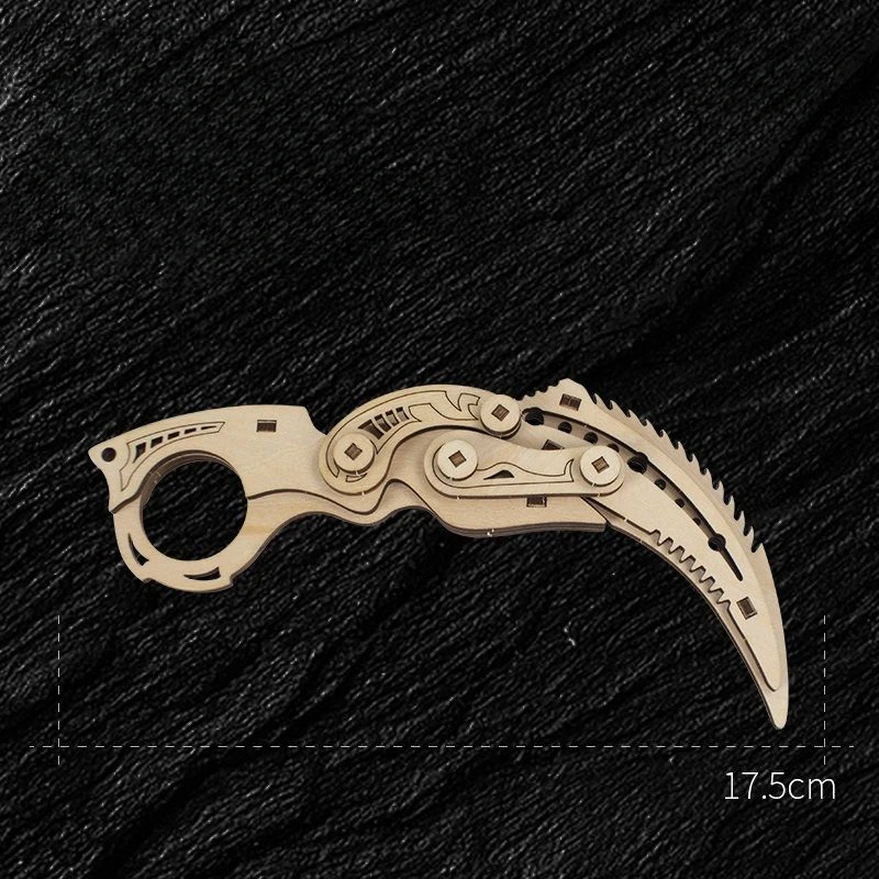 Wooden Puzzle Butterfly Knife Folding Knife 3d Three-dimensional Model Puzzle Assembly Cool Gift with A Sense of Achievement