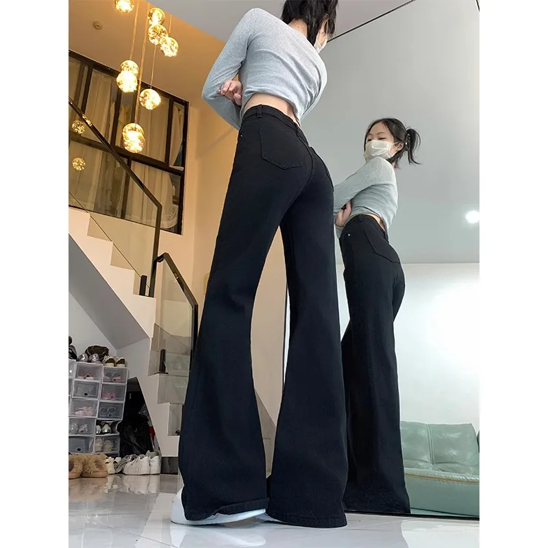 الربيع الصيف منخفضة الخصر جرس بوت الجينز المرأة التخسيس عالية الارتفاع مايكرو متوهج الدينيم السراويل القطن تمتد ارتداء مقاومة #4