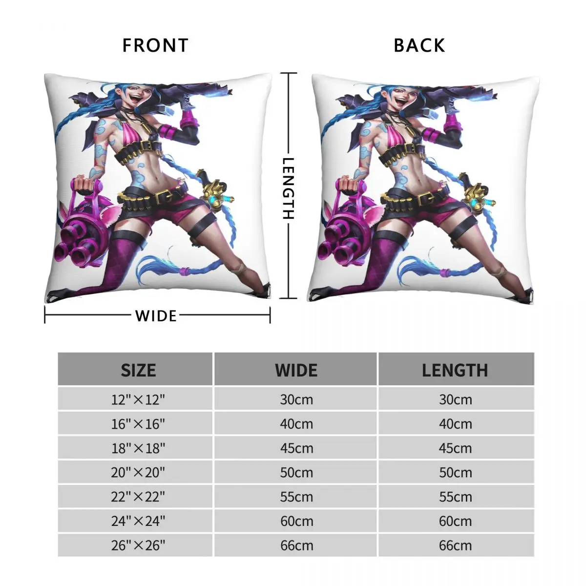 Jinx Fight-funda de almohada Arcane League of Legends, cojín para el hogar, sofá, silla, abrazo decorativo