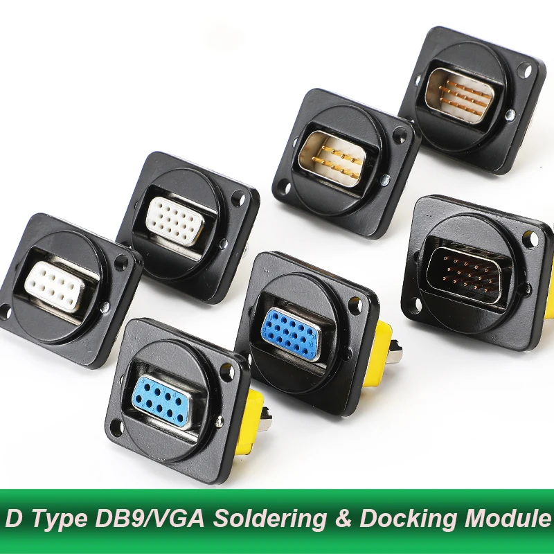 D Type DB9/15 RS232 Serial Port Male Female Modular Socket Connector Audio/Video 86 Panel Mount 9/15 Pin VGA Data Socket