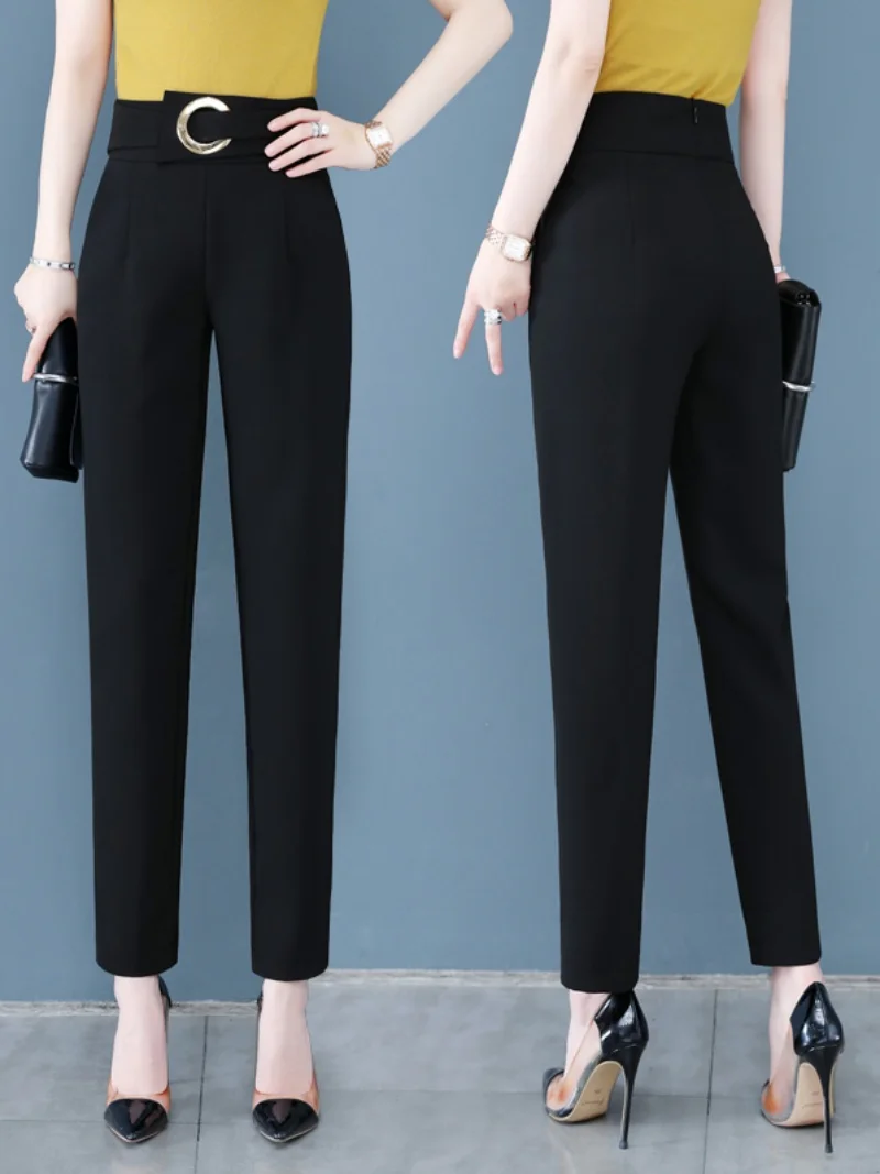 

Black Suit Pants Women's Spring Autumn New Small Size Nine Points Casual High Waist Slim Fit Harlan Pants Korean Style