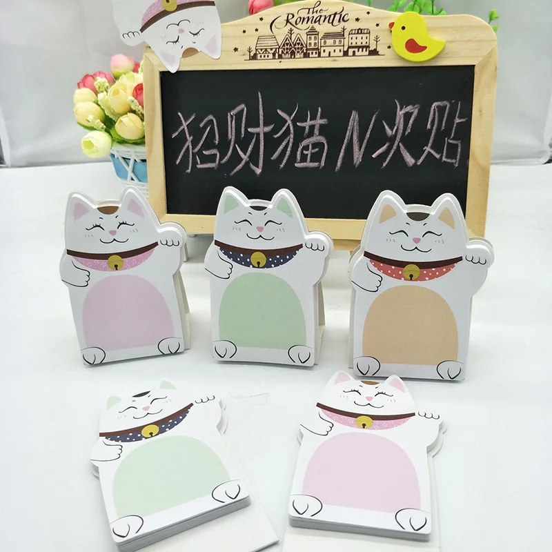 

Cute Lucky Cat Desktop Upright Note Pad N Times Stick Sticky Note Heteroideus Message Post School Supplies Aesthetic Stationery