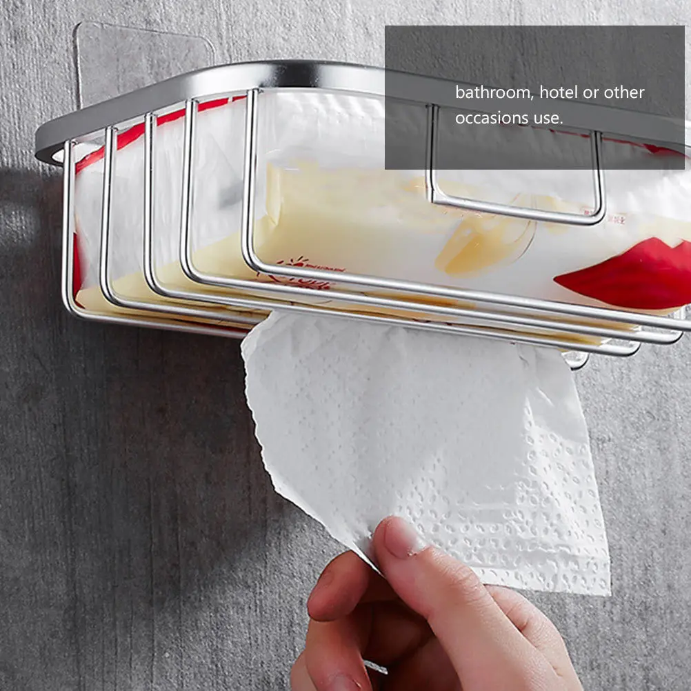

1pc Sturdy Aluminum Hanging Tissue Storage Rack Bathroom Paper Towel Holder Wall Napkin Organizer Home Toilet Tissue Roll