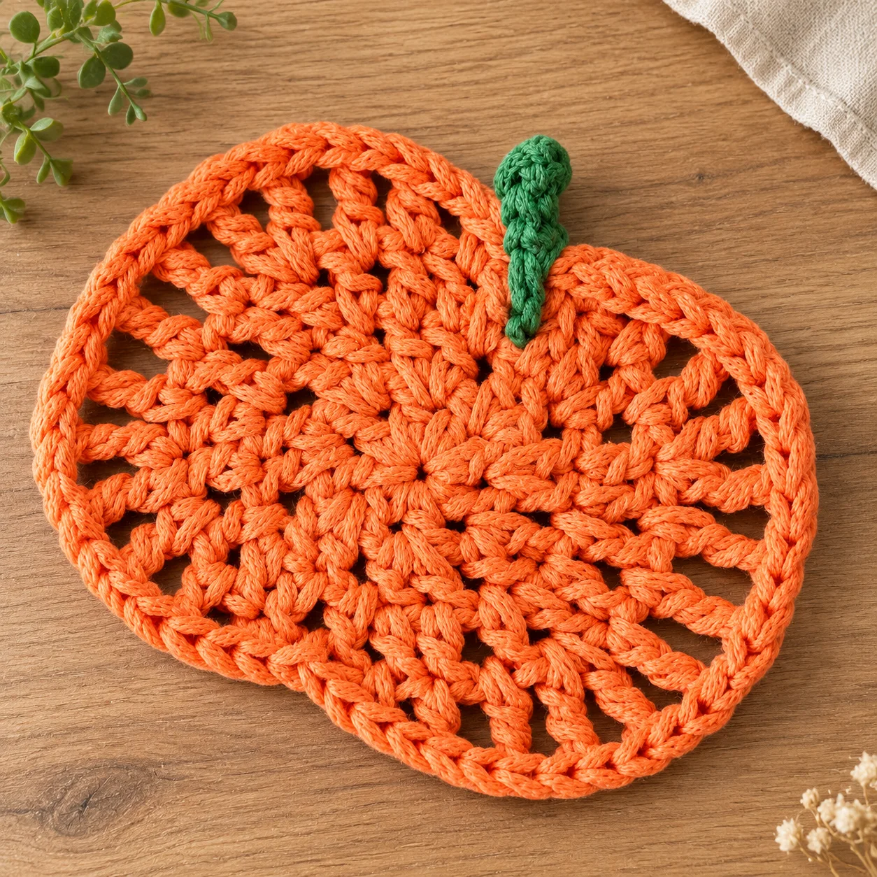 1/4/8pcs Handmade Autumn Crochet Pumpkin Coasters Fabric Handmade Drink Pads Fall Farmhouse Decoration Table Accessory Gift