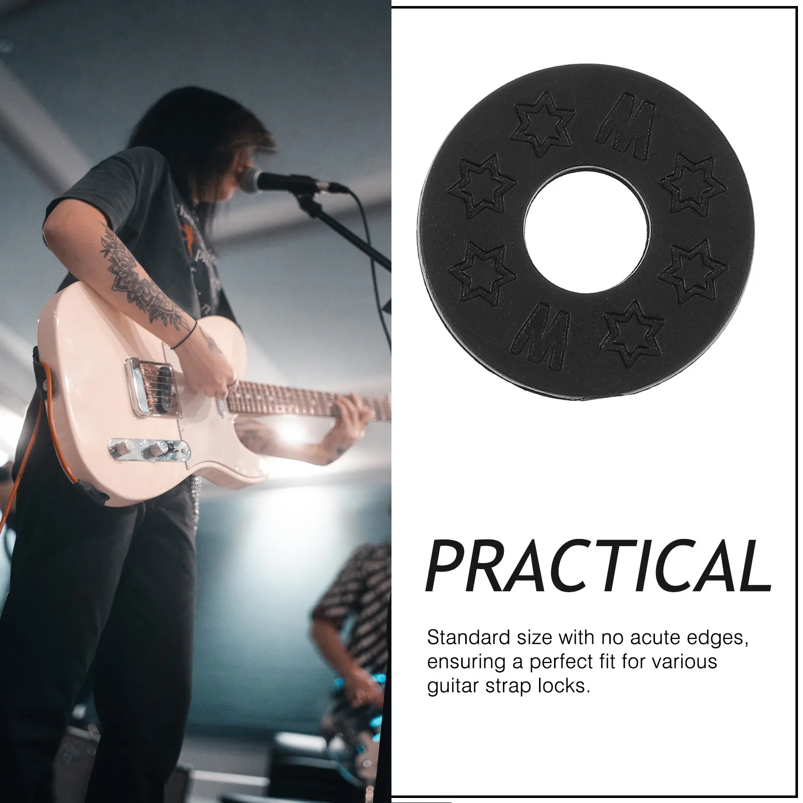 10Pcs Silicone Guitar Strap Gaskets Strap Anti-Slip Pad Secure Attachment No Slippage Extreme Tension Resistant Guitar Part