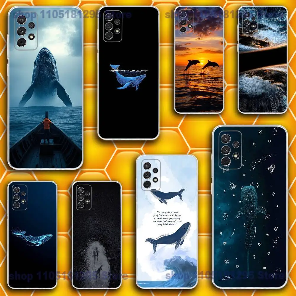 

Ocean Shark Whale Phone Case For Samsung S25,24,23,21,22,20 FE lite,S10,9,PIus Note20ultra Soft Transparent