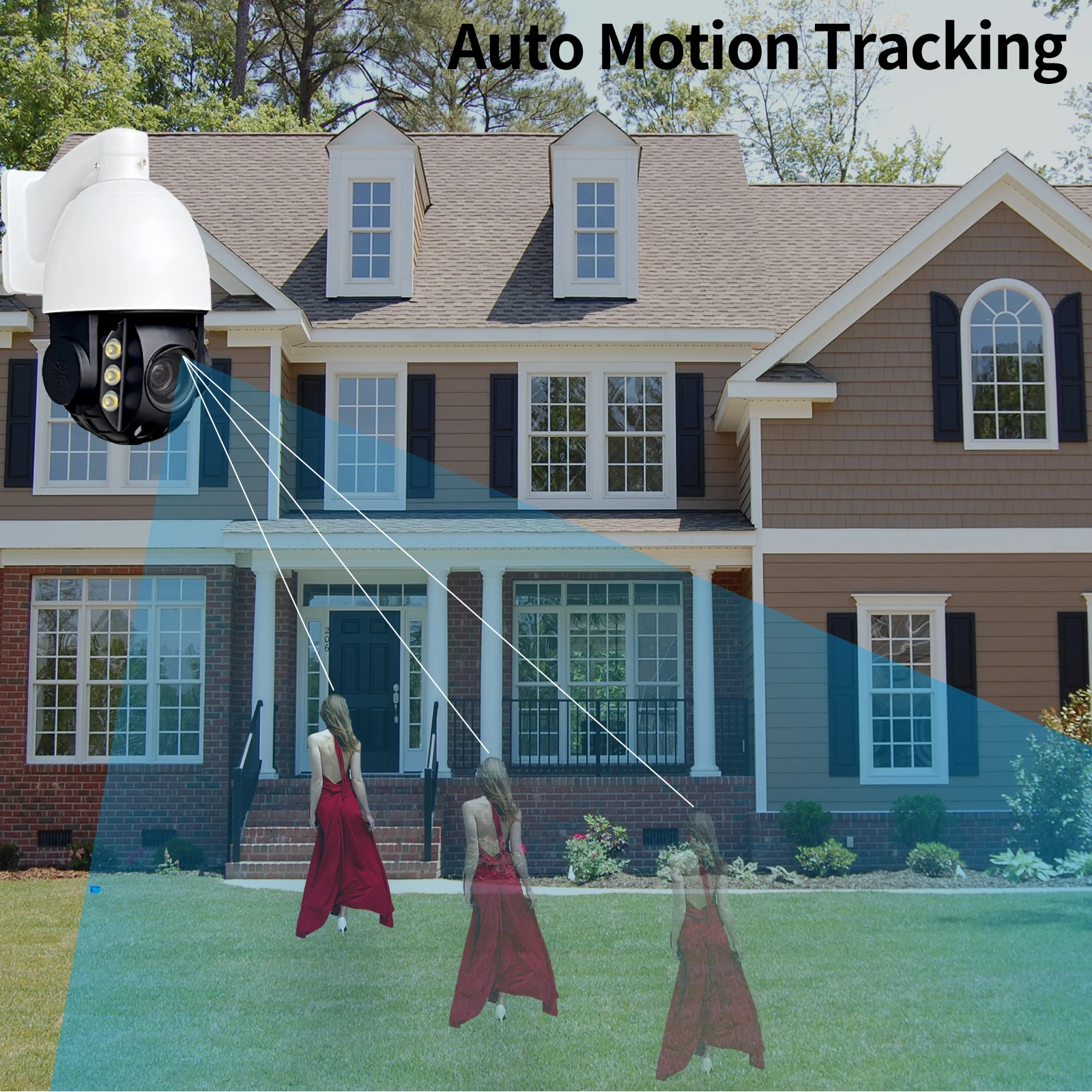 AZISHN Outdoor Color Night Vision 4K IP Camera Optical 20X Zoom CCTV Video Security 8MP Human Automatic Tracking H.265+